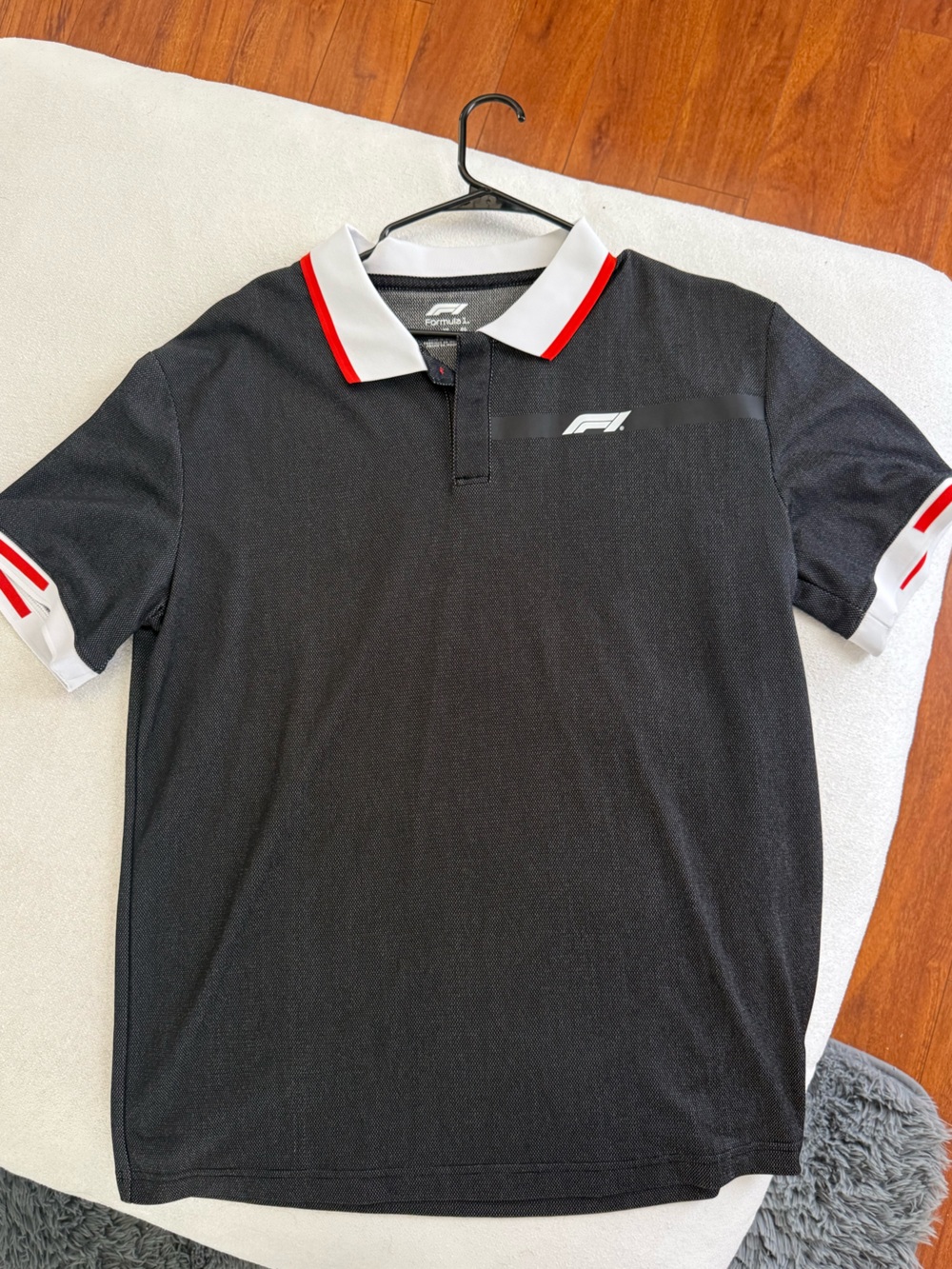 Formula 1 Men's Black Golf Polo with White & Red Trim